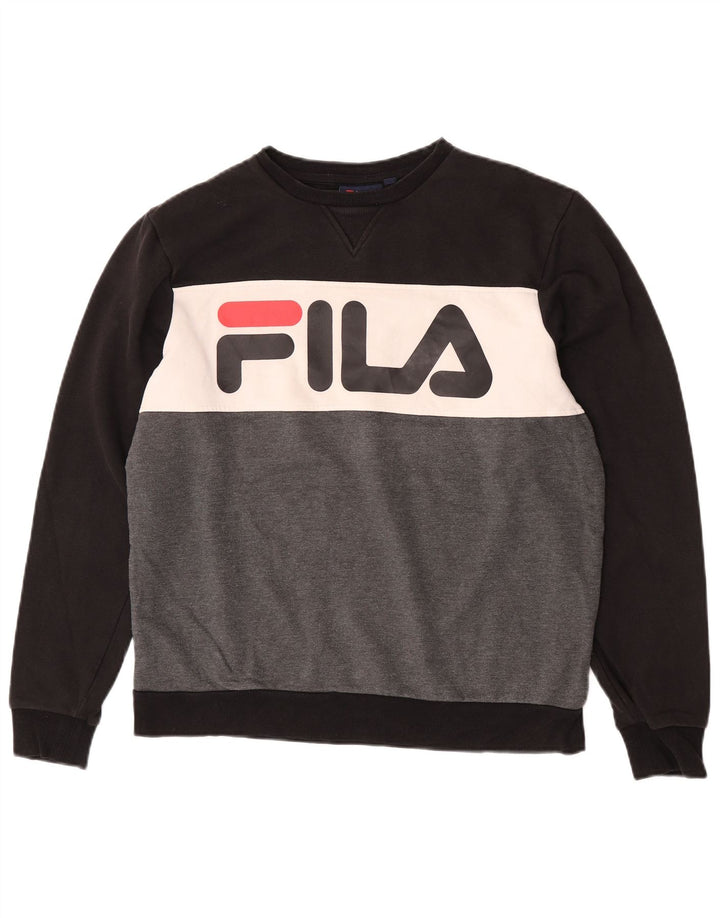 Fila Herren-Sweatshirt mit Grafik, Größe S, Schwarz, Colourblock-Baumwolle