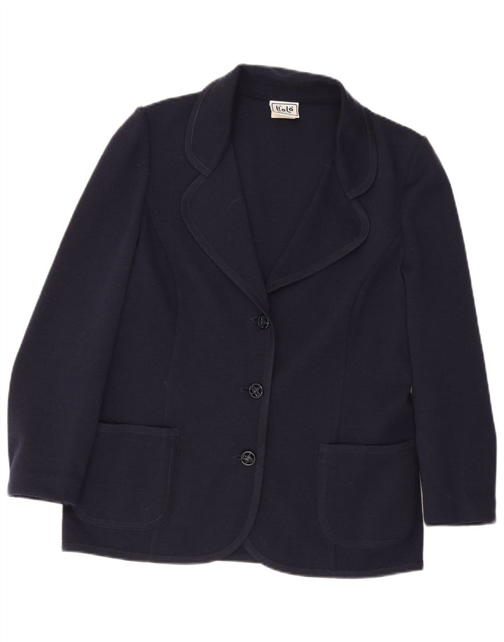 Liola Damen-Blazerjacke mit 3 Knöpfen, UK 38, mittelmarineblaue Wolle
