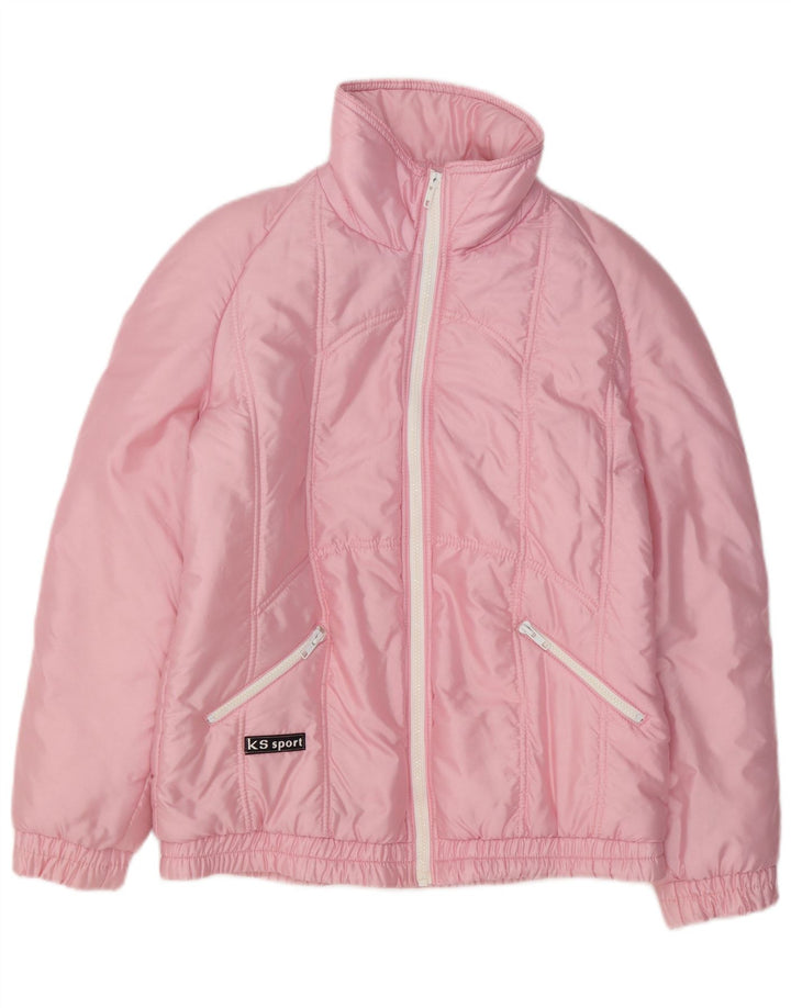 Vintage Damen Standard Fit Wattierte Jacke EU 40 Mittelrosa Polyamid