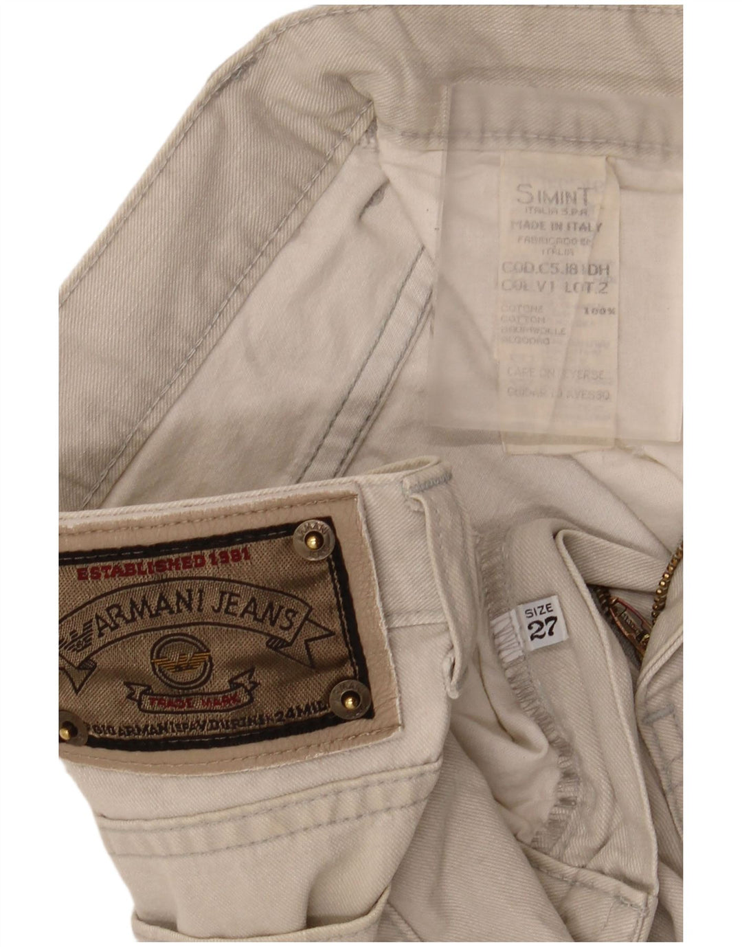 Armani Damen Tapered Jeans W27 L26 Graue Baumwolle