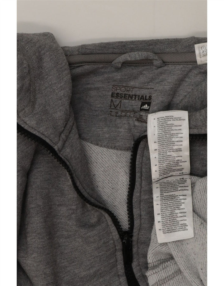 Adidas Herren-Kapuzenpullover mit Reißverschluss, mittelgraue Baumwolle