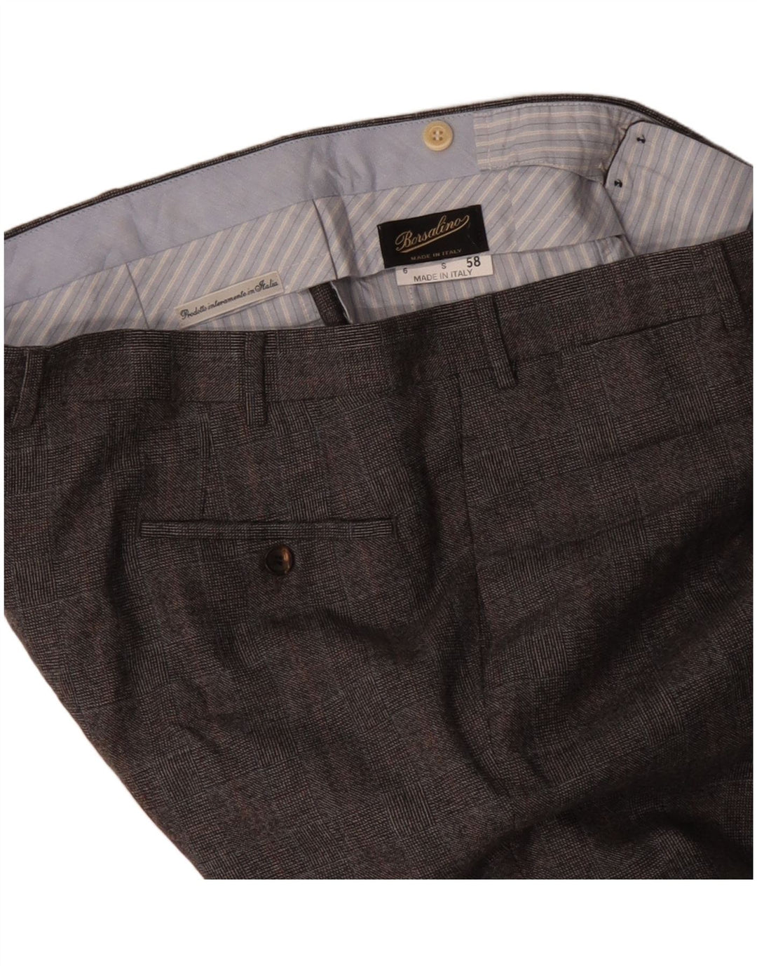 Borsalino Herren Slim Anzughose IT 58 4XL W40 L40 Grau kariert