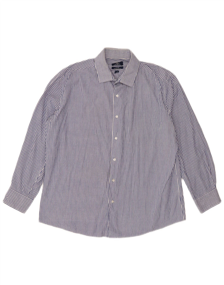 Dockers Herren-Hemd, tailliert, Größe 16 16 1/2, groß, blau gestreift, Baumwolle