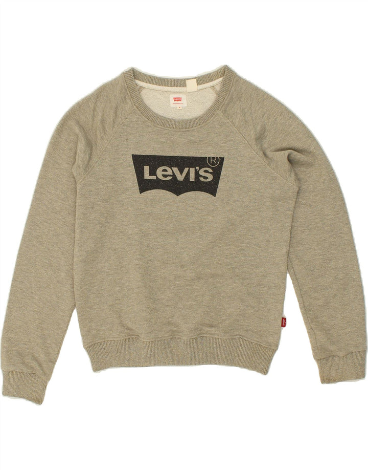 LEVI'S Womens Graphic Sweatshirt Jumper UK 14 Medium Grey Cotton Vintage Levi's and Second-Hand Levi's from Messina Hembry 