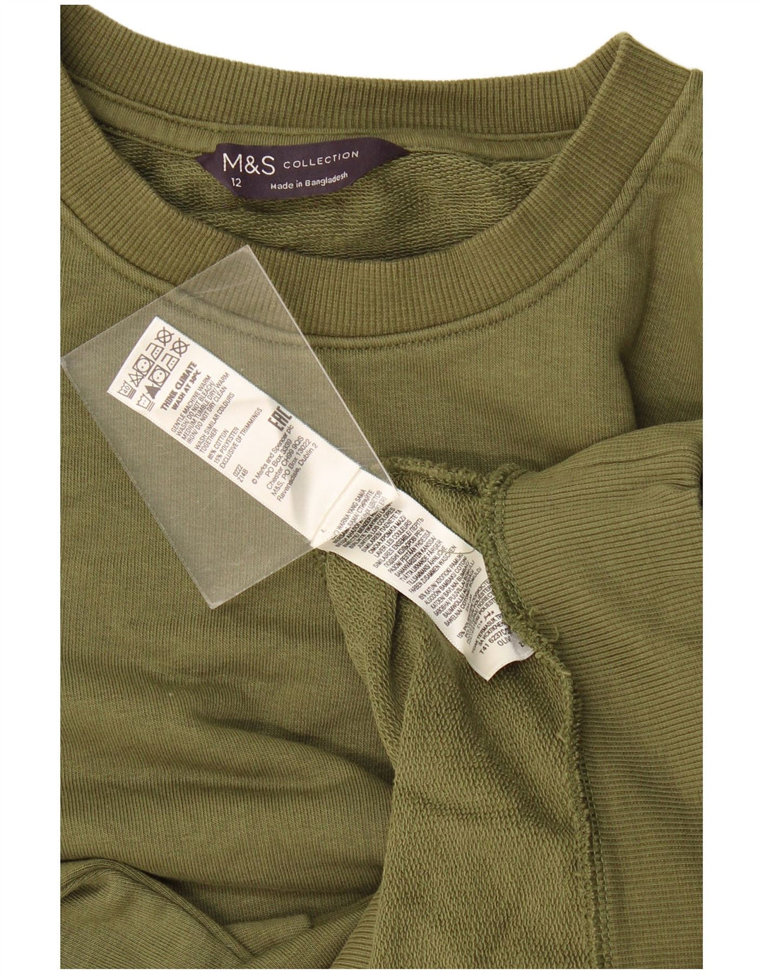 Marks & Spencer Damen Sweatshirt Pullover UK 12 Medium Khaki Baumwolle
