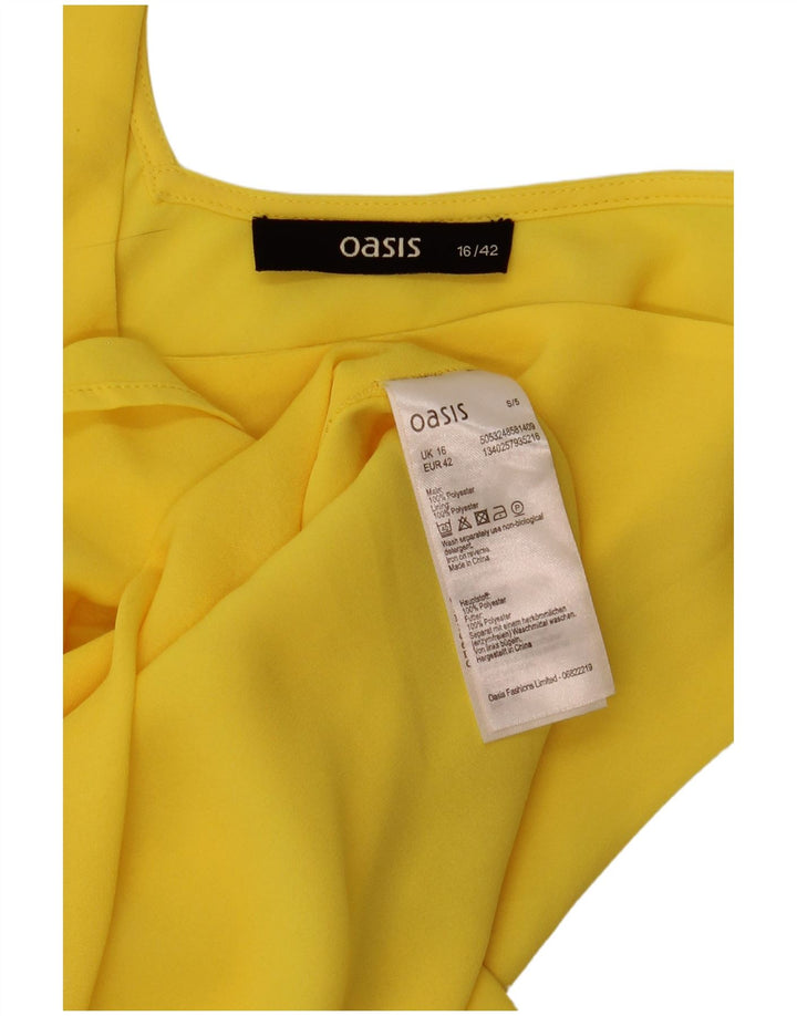 Oasis Ärmelloses Damen-Blusenoberteil, UK-Größe 44, Größe L, Gelb, Polyester