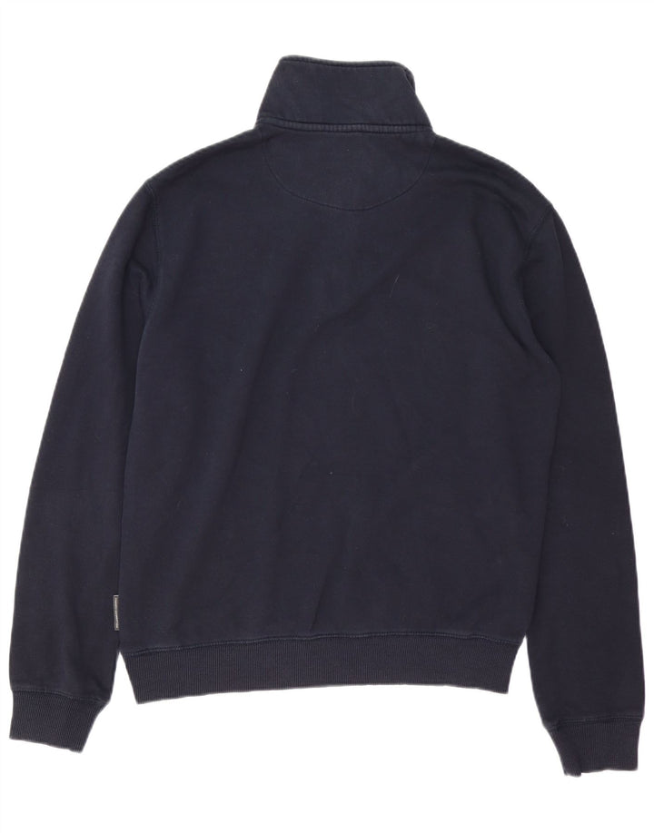FRENCH CONNECTION Herren-Sweatshirt mit Reißverschluss am Hals, mittlere marineblaue Baumwolle