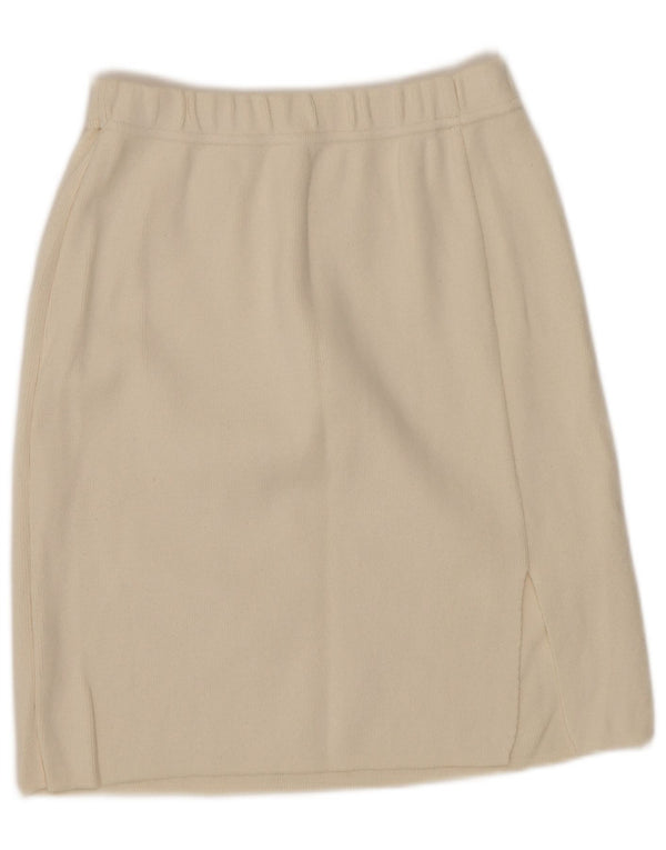 VINTAGE Damen gerader Rock UK 6 XS W24 aus weißer Baumwolle