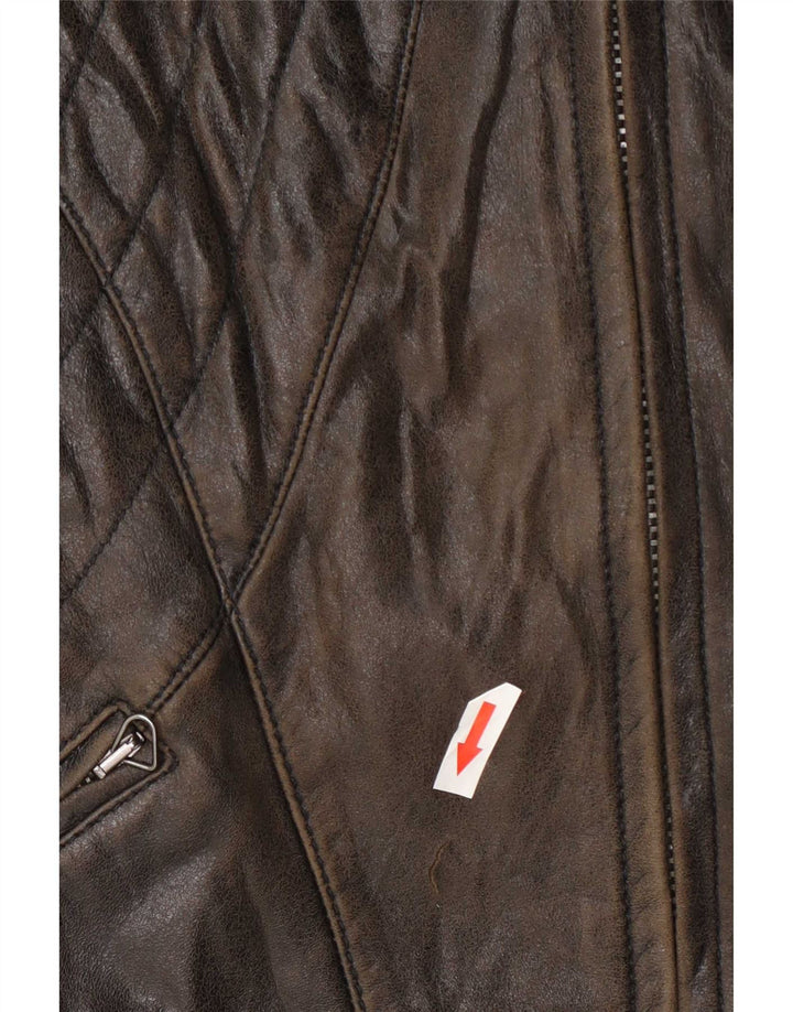 Trussardi Damen Biker-Lederjacke UK 14 Mittelbraun