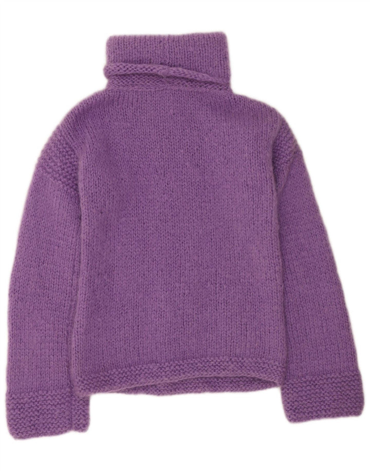 Vintage Damen Rollkragenpullover Pullover UK 12 Mittellila Wolle