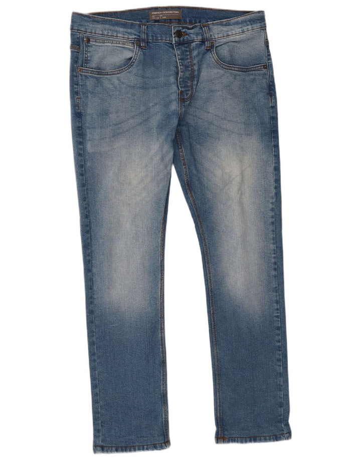 French Connection Herren Slim Jeans W36 L32 Blaue Baumwolle