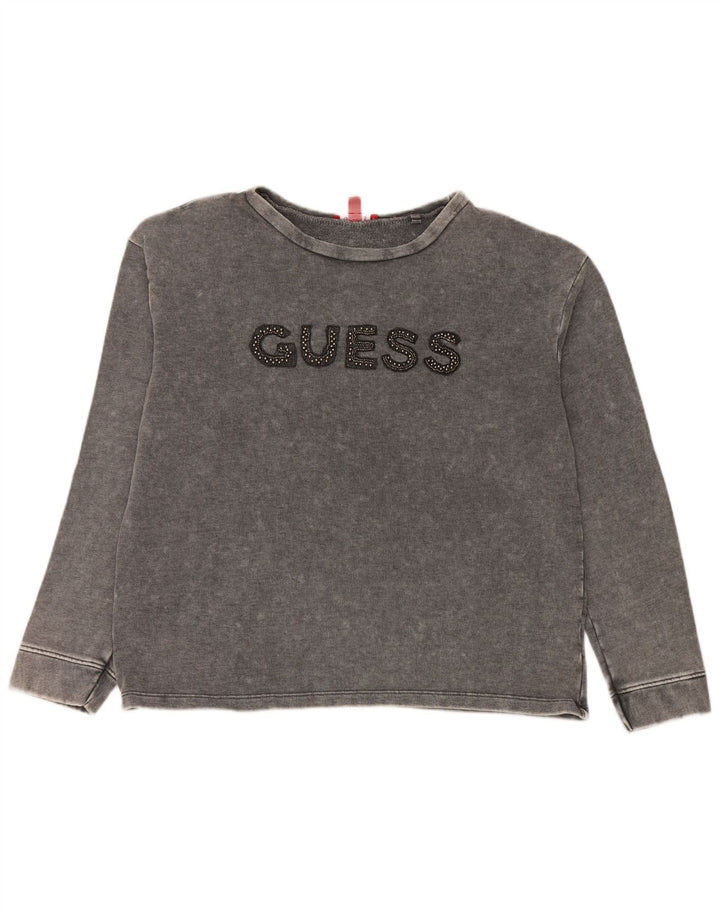 Guess Damen Grafik-Sweatshirt-Pullover UK 16 Large Graue Baumwolle