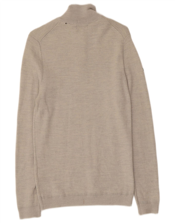 SUPERDRY Herren-Pullover mit Reißverschluss am Hals, XS, graue Wolle