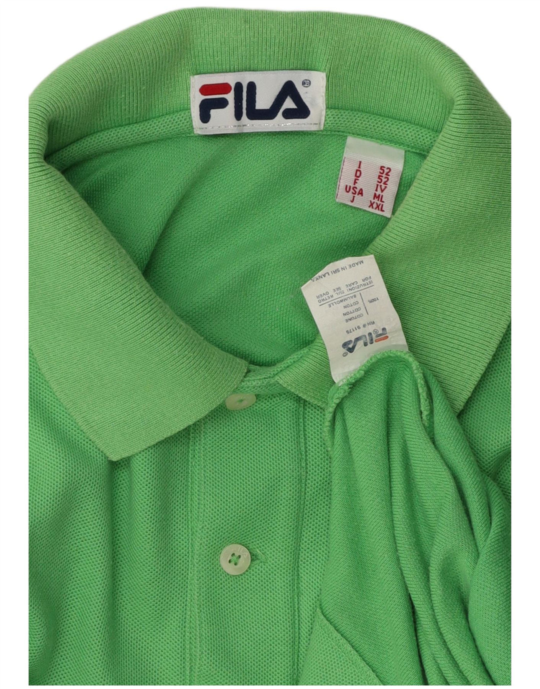 Fila Herren Poloshirt IT 52 Große grüne Baumwolle