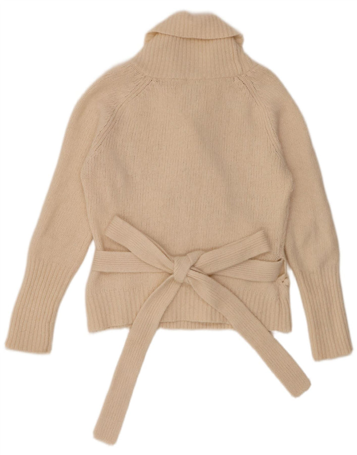 Ted Baker Damen Wickel-Strickjacke, Größe 4, große beige Wolle