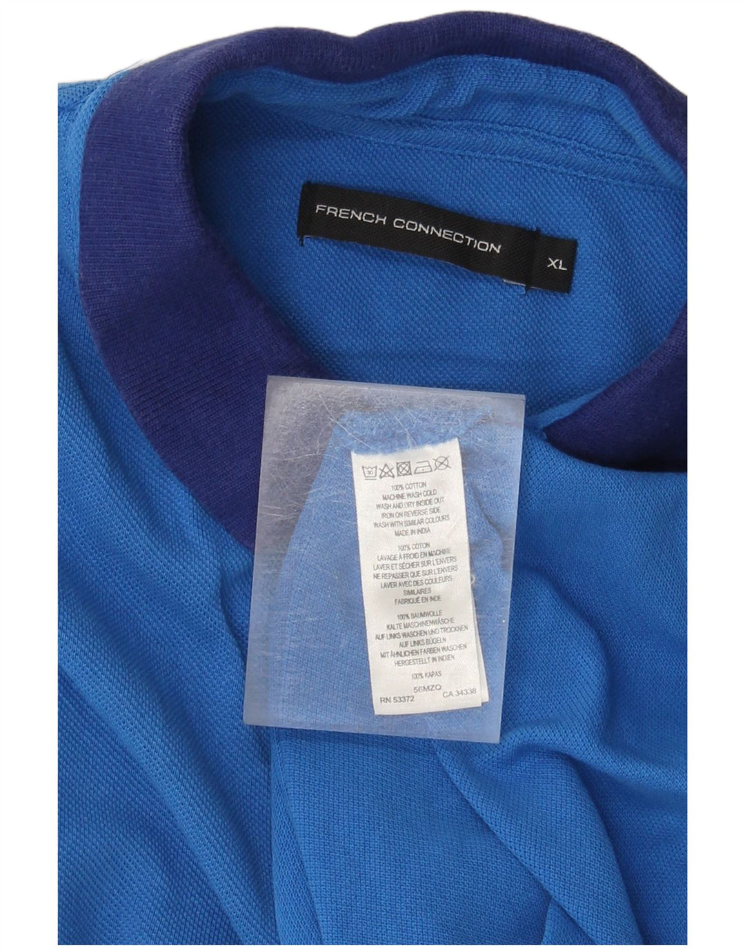 FRENCH CONNECTION Herren-Poloshirt XL, blaue Baumwolle