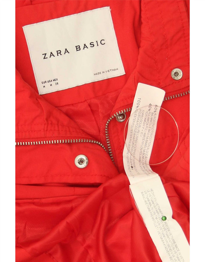 Zara Damen Militär-Utility-Jacke UK 12 Mittelrote Baumwolle