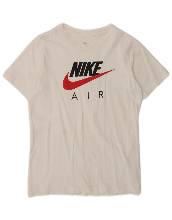 Nike Jungen T-Shirt mit Grafik, 12–13 Jahre, Größe L, weiße Baumwolle