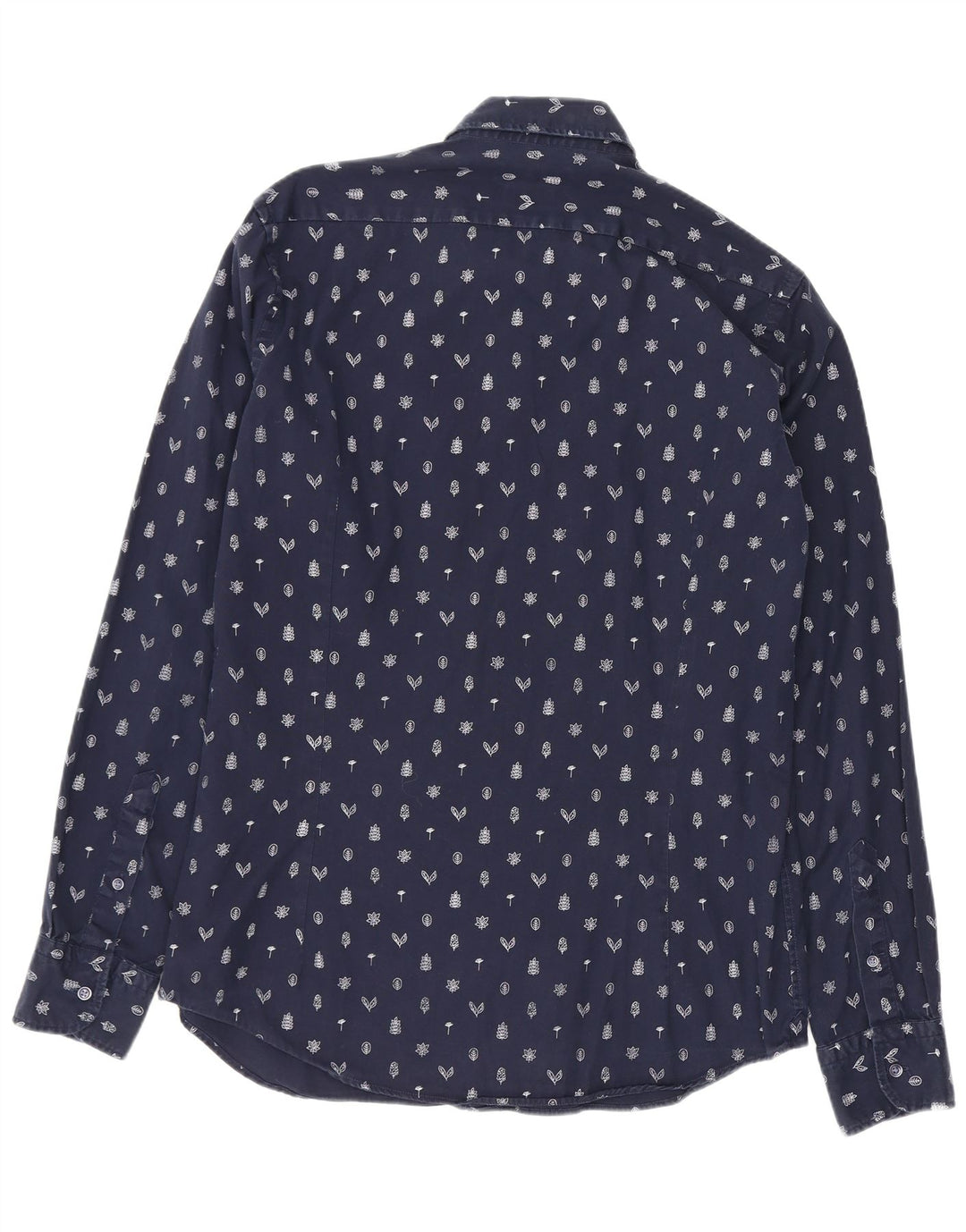Massimo Dutti Herrenhemd Medium Marineblau mit Blumenmuster