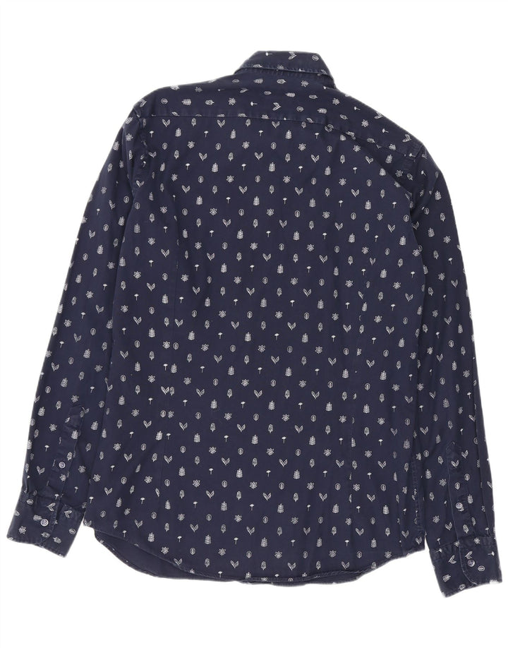 Massimo Dutti Herrenhemd Medium Marineblau mit Blumenmuster