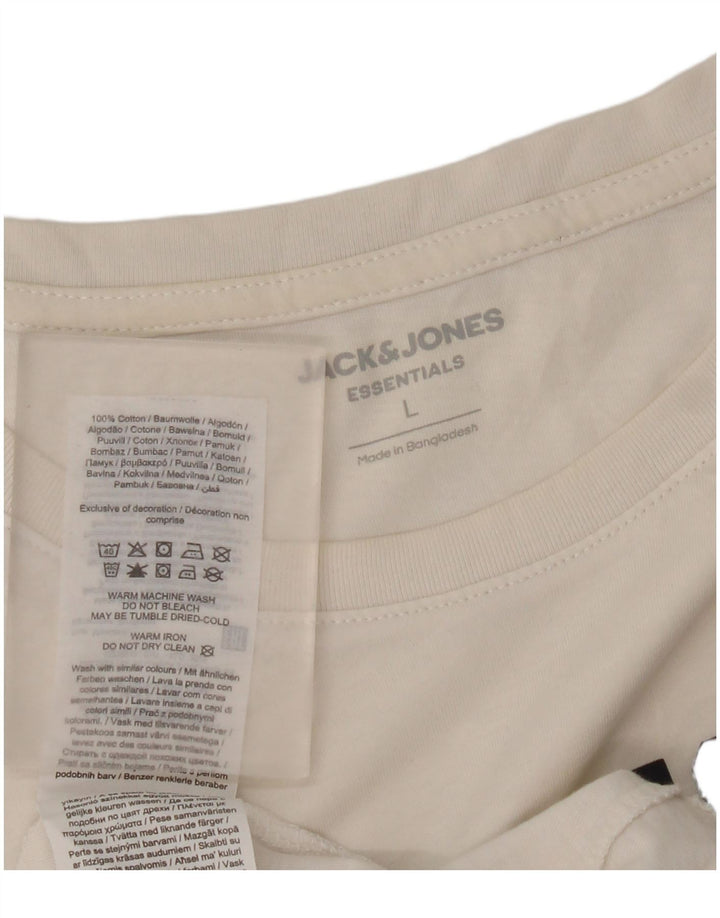 Jack & Jones Herren-T-Shirt mit Grafik, Größe L, aus weißer Baumwolle