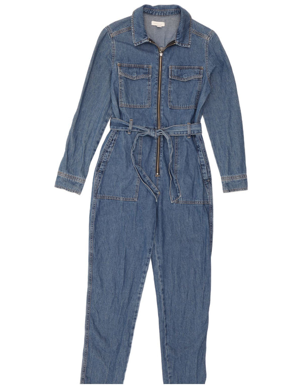 Topshop Damen-Jeansoverall mit langen Ärmeln, Gr. 10, Größe S, Blau, Baumwolle