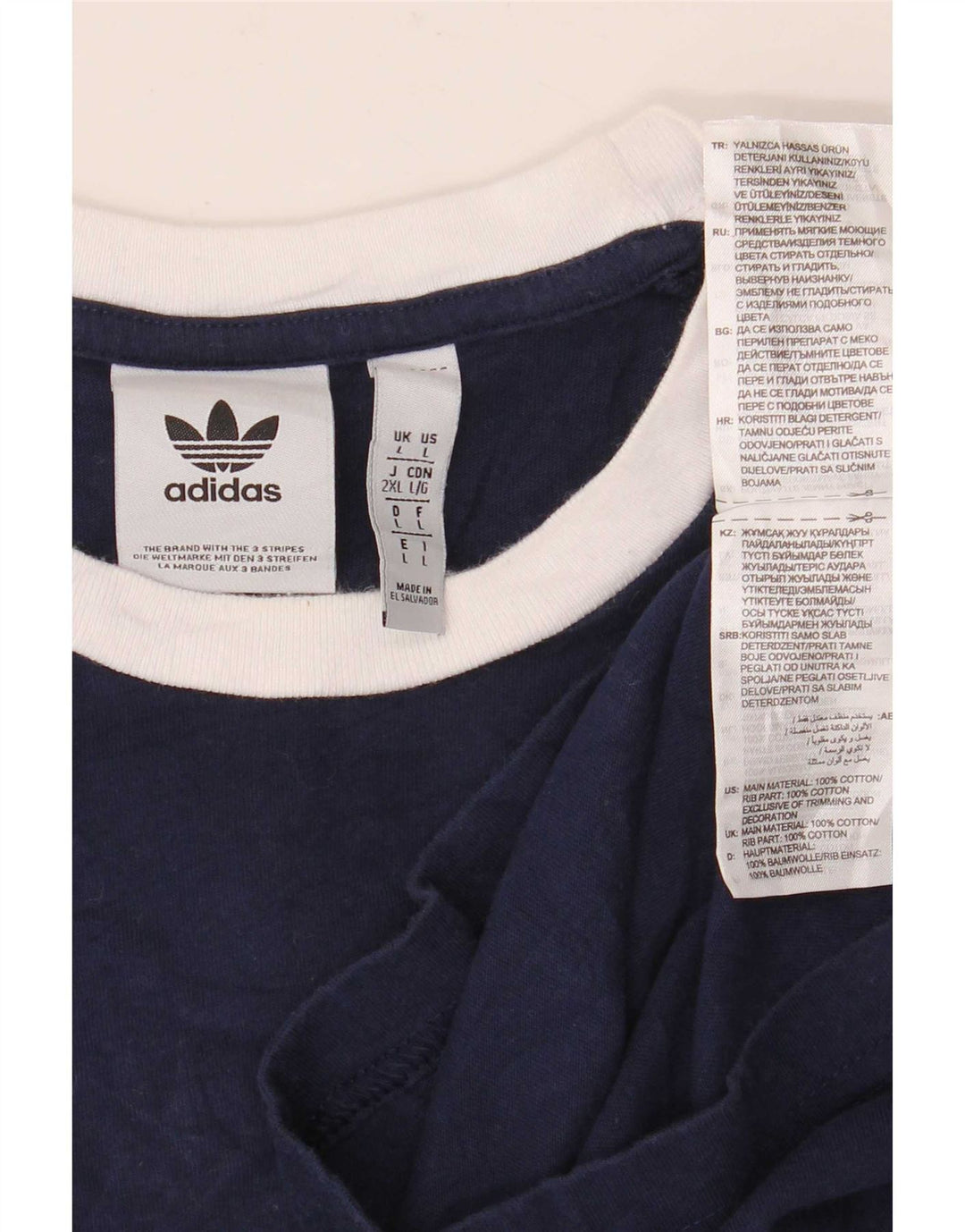 Adidas Herren T-Shirt Top Large Marineblau Baumwolle