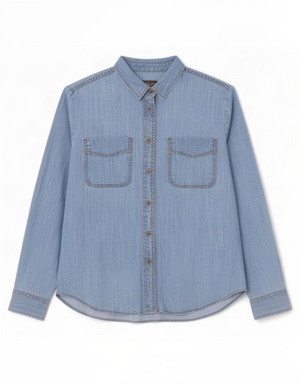 Marks & Spencer Damen Übergroßes Jeanshemd UK 10 Small Blue Lyocell