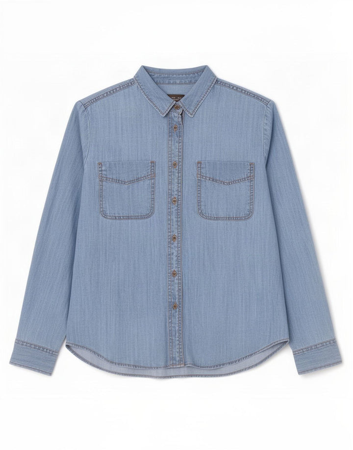 Marks & Spencer Damen Übergroßes Jeanshemd UK 10 Small Blue Lyocell