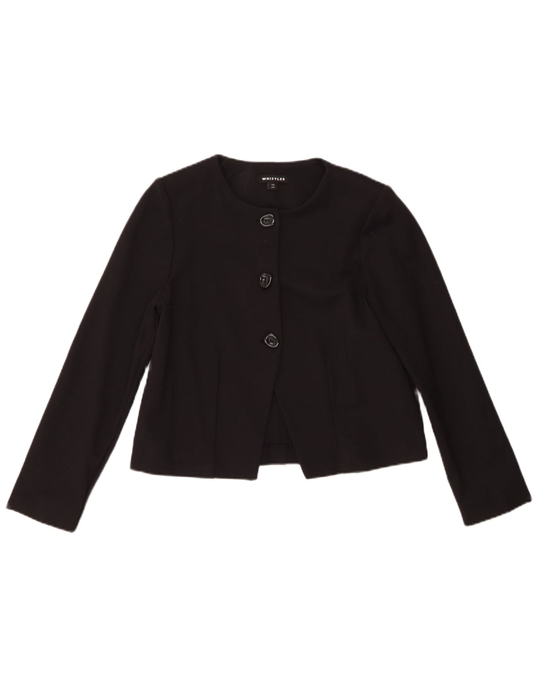 Whistles Damen Crop 3 Button Blazer Jacke UK 10 Small Schwarz Viskose