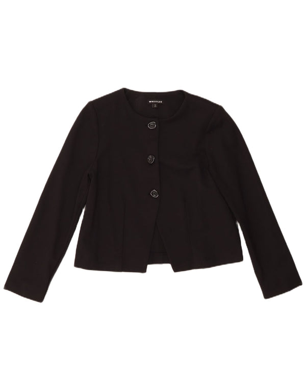 Whistles Damen Crop 3 Button Blazer Jacke UK 10 Small Schwarz Viskose