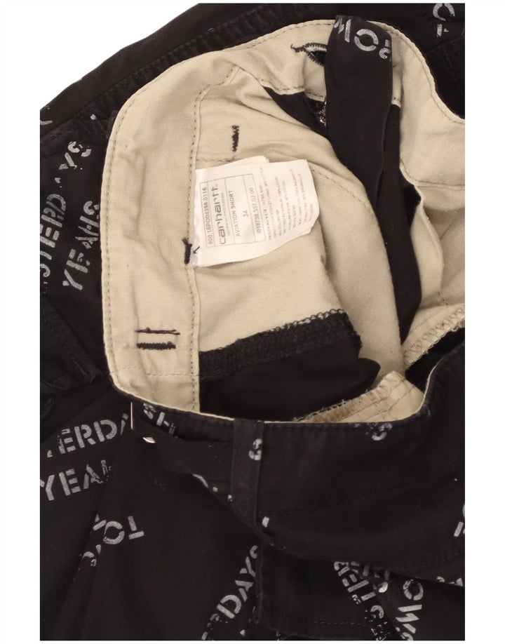 CARHARTT Herren Graphic Cargo Shorts W34 Große schwarze Baumwolle