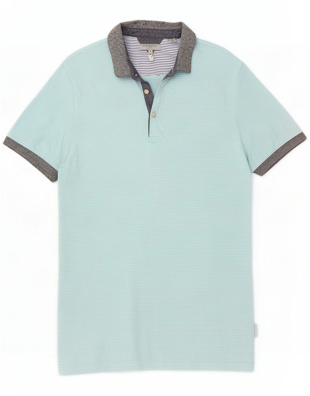 Ted Baker Herren-Poloshirt, Größe 3, mittelblau gestreift, Baumwolle
