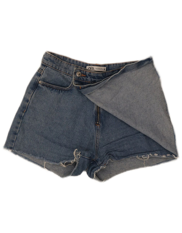 Zara Damen-Jeansshorts, Größe S, W26, Blau, Baumwolle