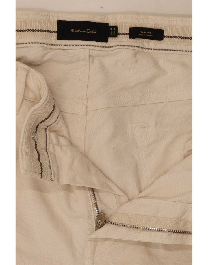 Massimo Dutti Damen Slim Jeans EU 42 Large W32 L31 Weiße Baumwolle