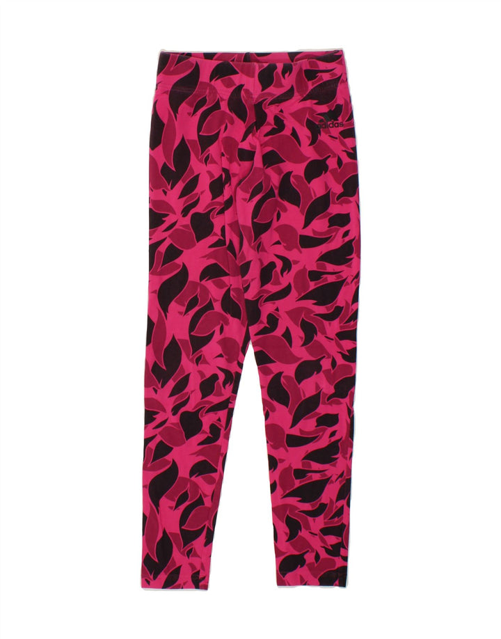 ADIDAS Womens Abstract Pattern Leggings UK 4/6 XS  Pink Cotton Vintage Adidas and Second-Hand Adidas from Messina Hembry 