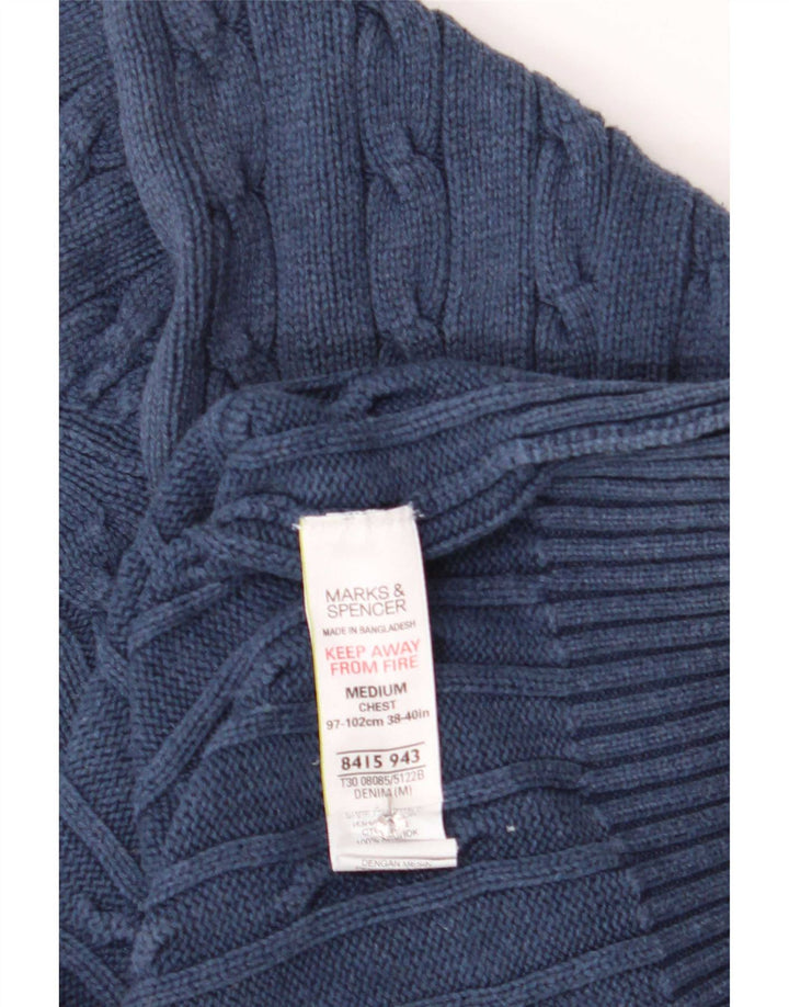 Marks & Spencer Herren Blauer Harbour-Pullover mit Rundhalsausschnitt, Mittelmarineblau