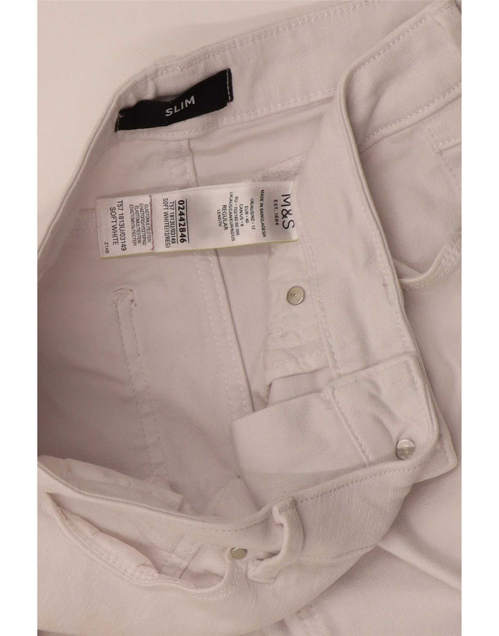 Marks & Spencer Damen Slim Jeans UK 12 Medium W30 L27 Weiße Baumwolle