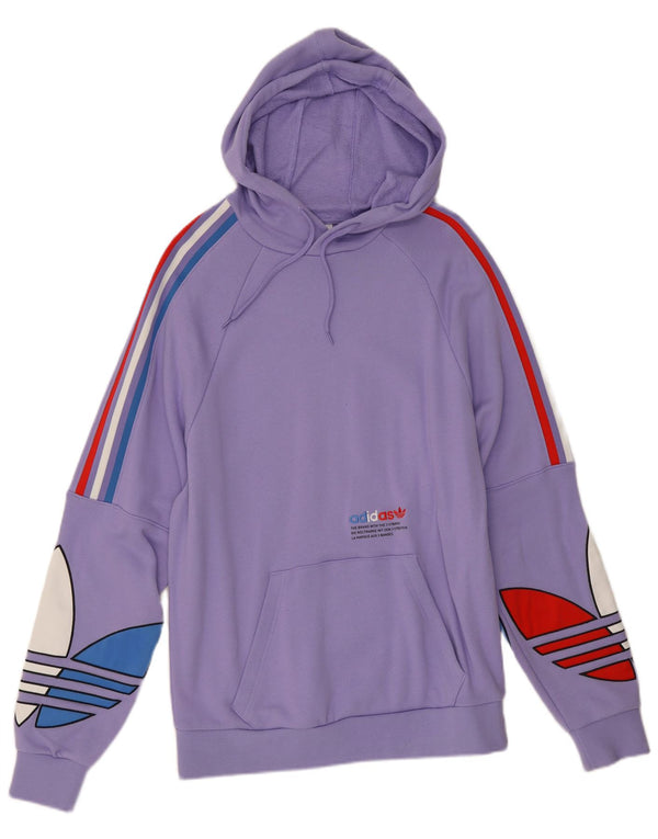 Adidas Damen Graphic Hoodie Pullover UK 16 Large Lila Baumwolle