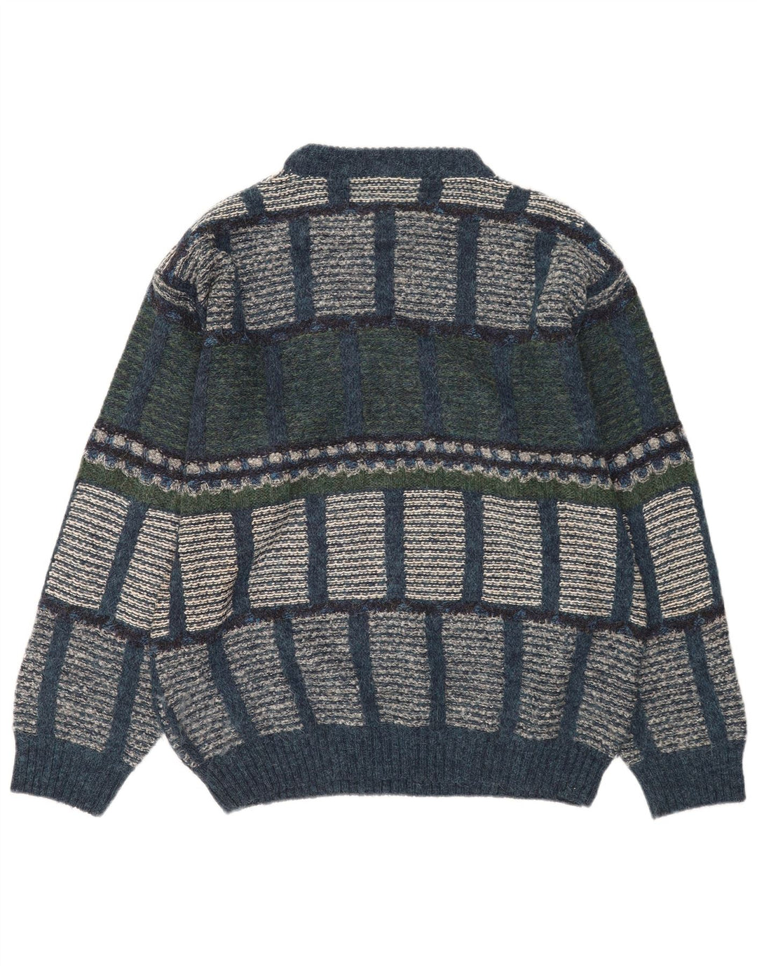 Vintage Herren Pullover mit Rundhalsausschnitt IT 48 Medium Mehrfarbig Geometrisch