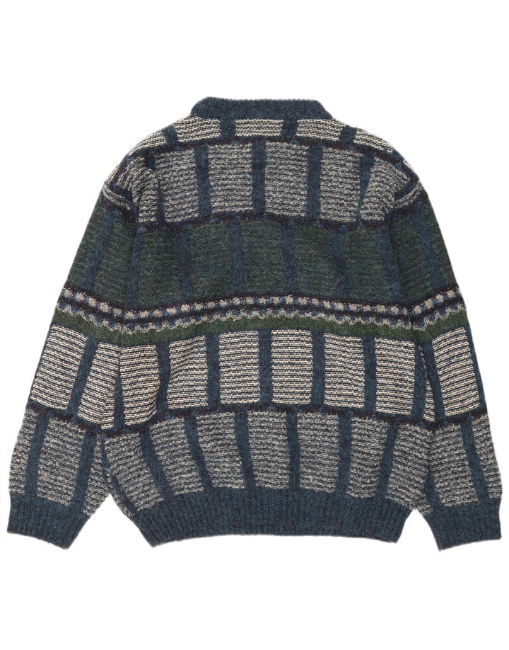 Vintage Herren Pullover mit Rundhalsausschnitt IT 48 Medium Mehrfarbig Geometrisch