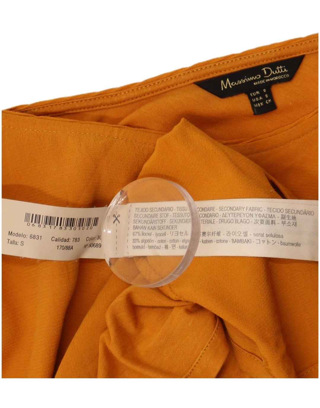 Massimo Dutti Damen Langarm-Blusenoberteil UK 10 Small Gelb Lyocell