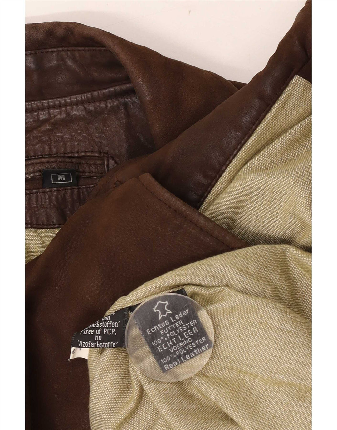 Vintage Herren Loose Fit 3 Knopf Leder Blazer Jacke UK 38 Mittelbraun