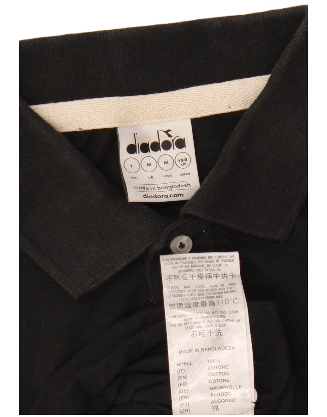 Diadora Herren-Poloshirt aus mittelschwarzer Baumwolle