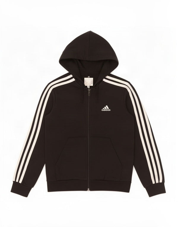 Adidas Jungen Kapuzenpullover mit Reißverschluss, 7–8 Jahre, schwarze Baumwolle
