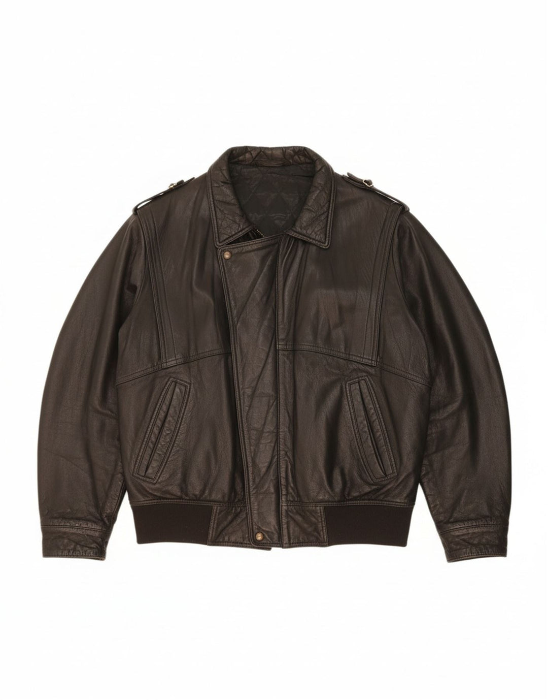 VINTAGE Herren Lederjacke UK 44 2XL Schwarzes Leder