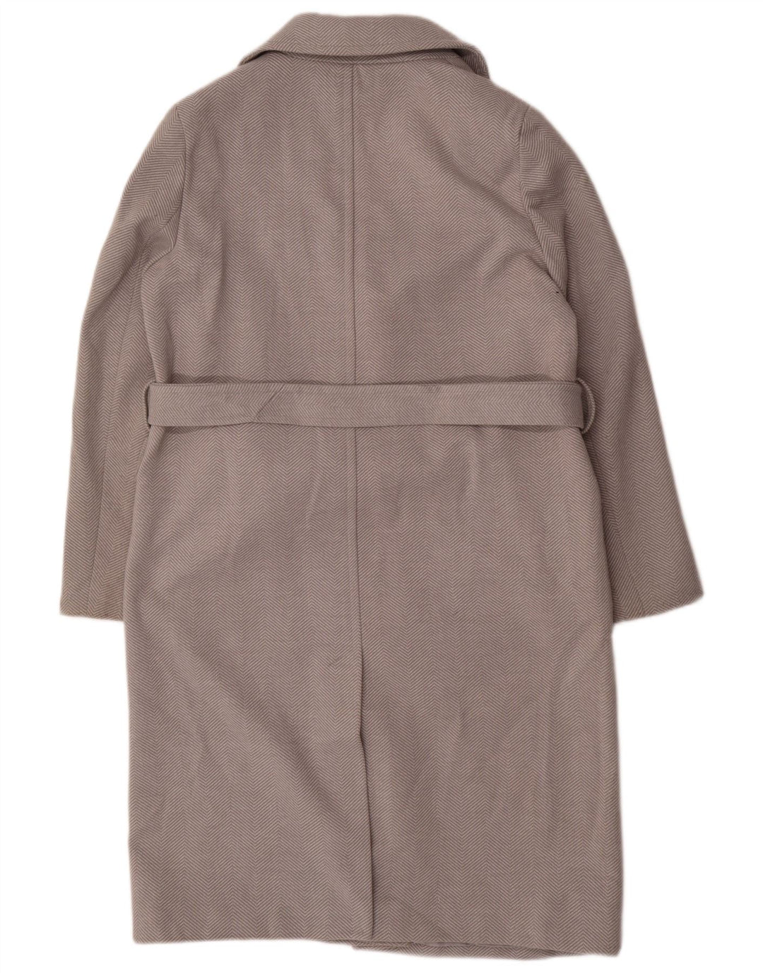 Marks & Spencer Damenmantel UK 14 Large Graues Fischgrätenmuster aus Polyester