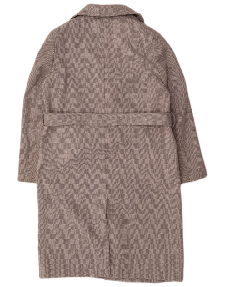 Marks & Spencer Damenmantel UK 14 Large Graues Fischgrätenmuster aus Polyester