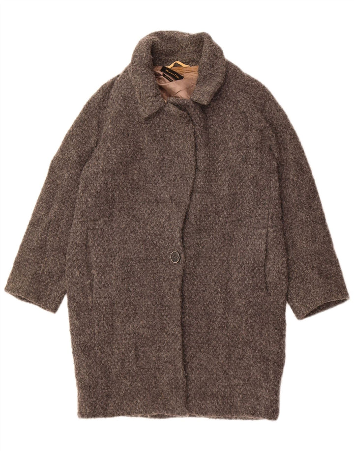 Massimo Dutti Damen Übergroßer Mantel UK 10 Small Graue Wolle