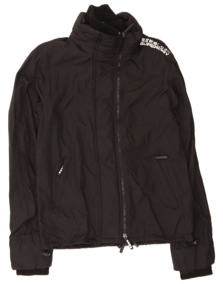 Superdry Herren-Windbreakerjacke mit Grafik, UK 38, Mittelschwarzes Nylon